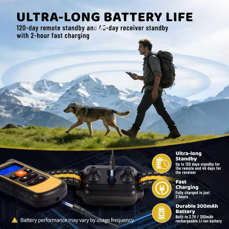 Waterproof Dog Shock Collar with Remote 3300 FT – 3 Modes Beep Vibrate Static, LED Light, 20-Level Adjustable, Rechargeable Training Collar for Small Medium Large Dogs 8-120 lbs - PawsPlanet Australia