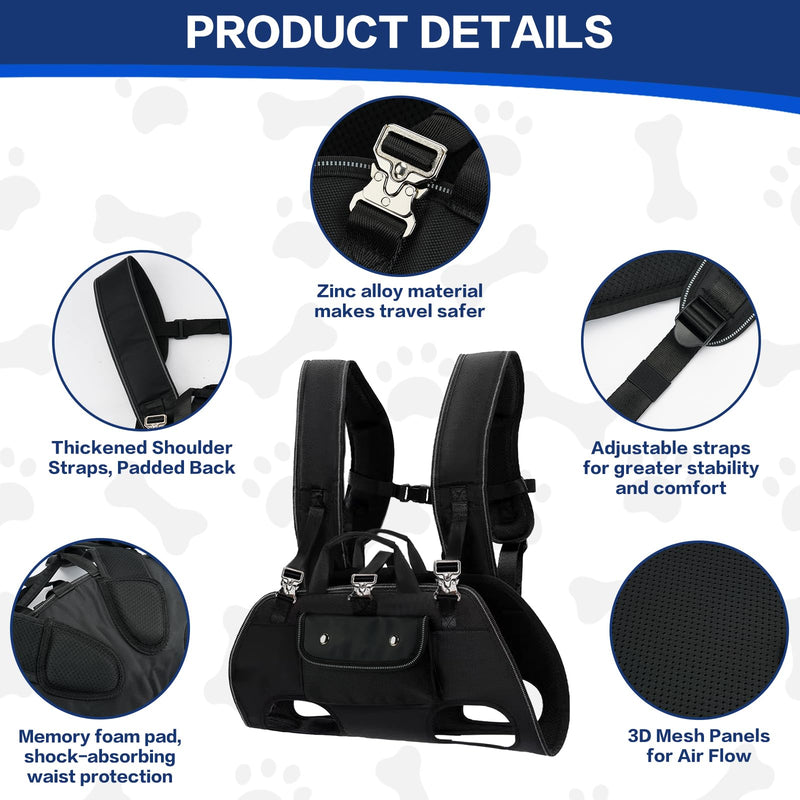 Dog Backpack Carrier for Dogs - Dog Carrier Backpack, Adjustable Padded Breathable Straps for Dogs, Disabled, Joint Injuries, Arthritis (18–30 lbs) - PawsPlanet Australia