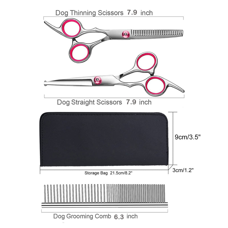 Kaket Dog Grooming Scissors, Pet Grooming Shears, Thinning Shears, Curved Scissors, Stainless Steel Pet Grooming Pink - PawsPlanet Australia