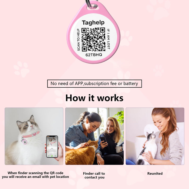 Heart Bling Cat Collar with Safety Belt and Bell Adjustable 8-13 inches for Kitten,Personalized Cat Collar with QR Code Smart ID tag, Pet Name and Phone Number on line,NO app (Pink) pink - PawsPlanet Australia