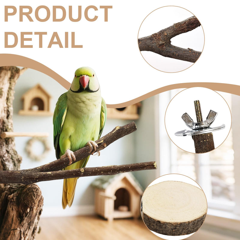 8PCS Bird Perch Natural Wooden Parrot Parakeet Toy Stand Branches Bird Cage Accessories Fork Toys Hanging Multi-Branch Perches Platform Hammock Swing Toy for Parakeets Cockatiel Conure - PawsPlanet Australia