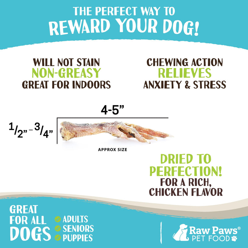 Raw Paws Dried Chicken Feet Dog Treats (10 Count) - Packed in USA - Dehydrated Chicken Feet for Dogs - Natural, Single Ingredient Chews 1 Count (Pack of 10) - PawsPlanet Australia