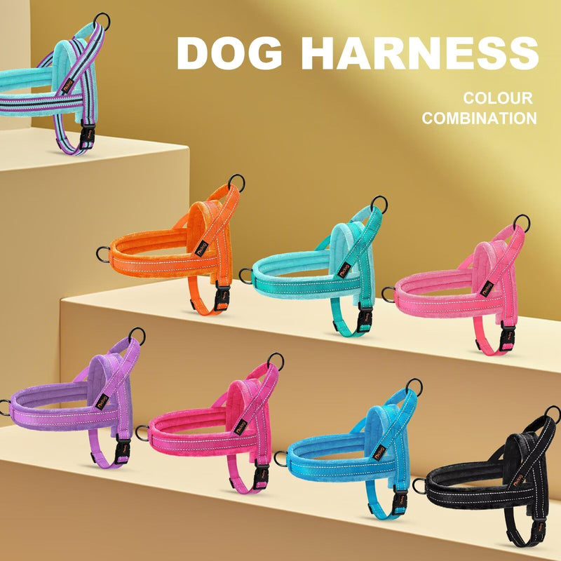 Didog Soft Flannel Padded Dog Vest Harness, No Pull/Quick Fit Reflective Dog Strap Harness, Easy for Training Walking (XS:Chest 15-18", Mixed-Blue) XS:chest 15-18" - PawsPlanet Australia
