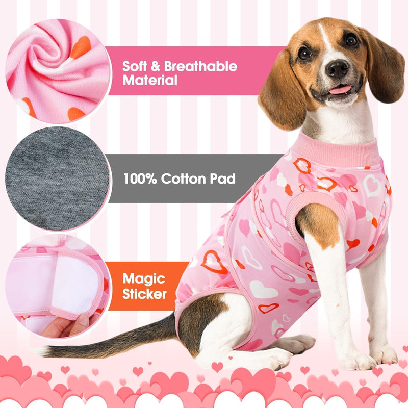 Kuoser Recovery Suit for Dogs After Surgery, Valentine's Day Dog Surgical Recovery Suit for Female Male Dogs, Dog Onesies for Large Dogs, Pet Surgical Suit for Spay Neuter Dog Cone Alternative X-Large (Back:20.1-24.8'', Weight:42-75 LB) Pink - PawsPlanet Australia
