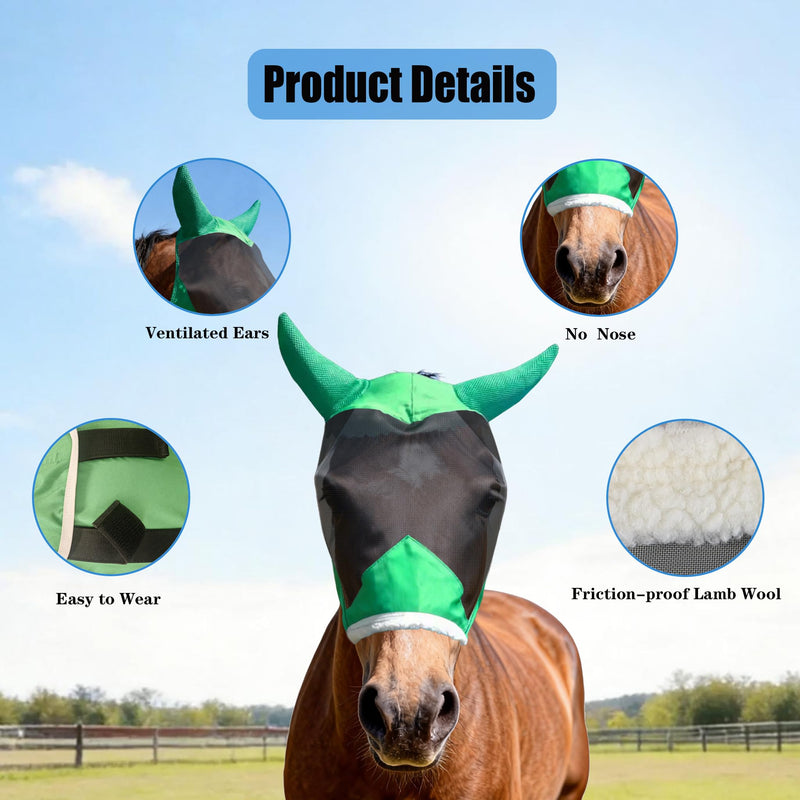 Horse Fly mask with Ears Cover |Soft Lightweight|Breathable Horse mask