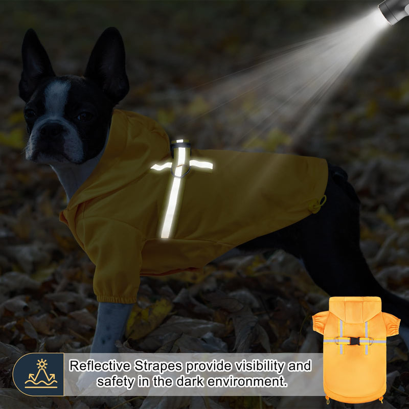 BEAUTYZOO Dog Raincoat with Harness Built-in for Small Medium Dogs and Puppies Boys Girls, Dog Rain Jacket Hooded Slicker Poncho Waterproof Reflective Dog Clothes for Winter Cold Rainy Snowy Days, S S(Back 12.6", Chest 18", Neck 13.5")