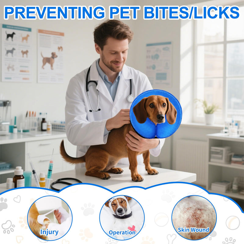 Inflatable Dog Collar, Adjustable Dog Collar, Lick Protection, Neck Collar for Dogs, Protective Collar Dog, Dog Collar, Inflatable for Recovery After Surgery or Wounds