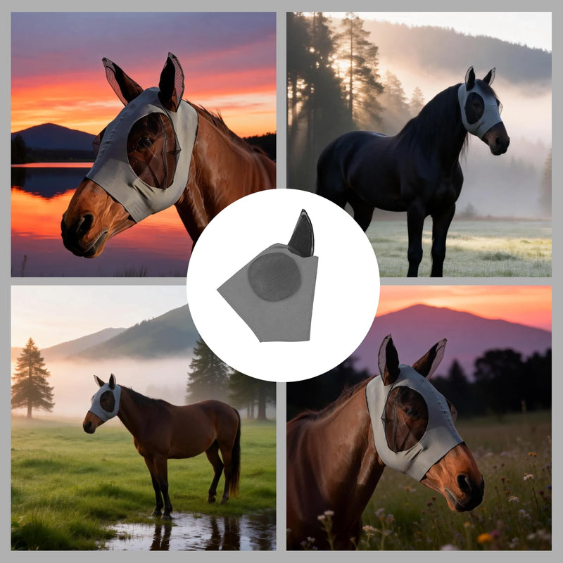 Horse Fly Mask, Fly Masks for Horses with Forelock Opening, Breathable and Comfortable Fly Mask, Durable and Lightweight for Outdoor Riding and Stable Use, (Gray)