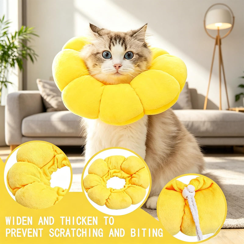 Cat Neck Brace, Soft Cat Neck Brace for Post-Surgery, Flower-Shaped Cat Neck Brace with Licking Protection for Small Dogs and Cats, Comfortable and Adjustable