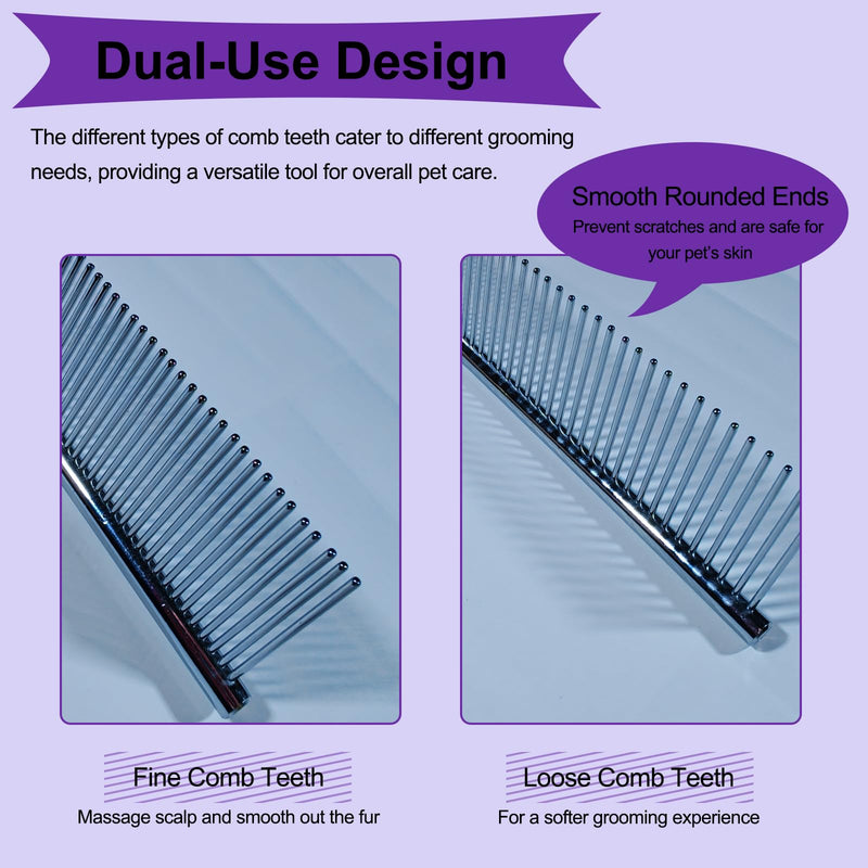 3 PCS Puppy Brush Grooming Kit, Stainless Steel Flea Comb, Fit for Yorkie, Shih Tzu, Maltipoo, Soft Bristle (Dark Purple) Dark Purple - PawsPlanet Australia
