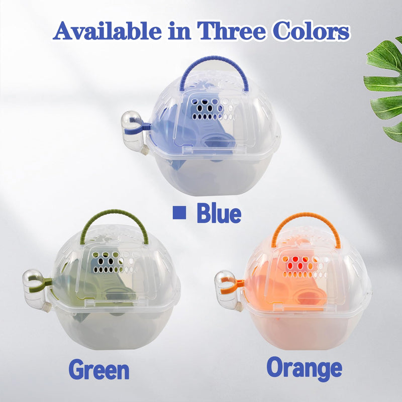 Dwarf Hamster Carrier Cage,Hamster Carrier Portable Hamster Travel Carry Case Breathable 2 Tiers with Silent Exercise Wheels,Water Bottle,Food Dish(Blue) - PawsPlanet Australia