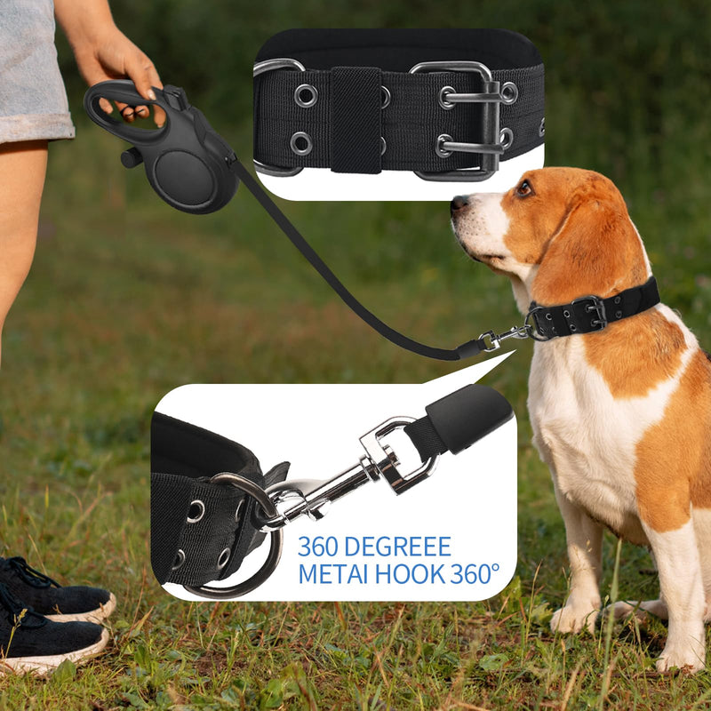26 ft Retractable Dog Leash - Heavy Duty Retractable Pet Leash with Anti-Slip Grip for Medium to Large Dogs up to 110 lbs (Black) Black - PawsPlanet Australia