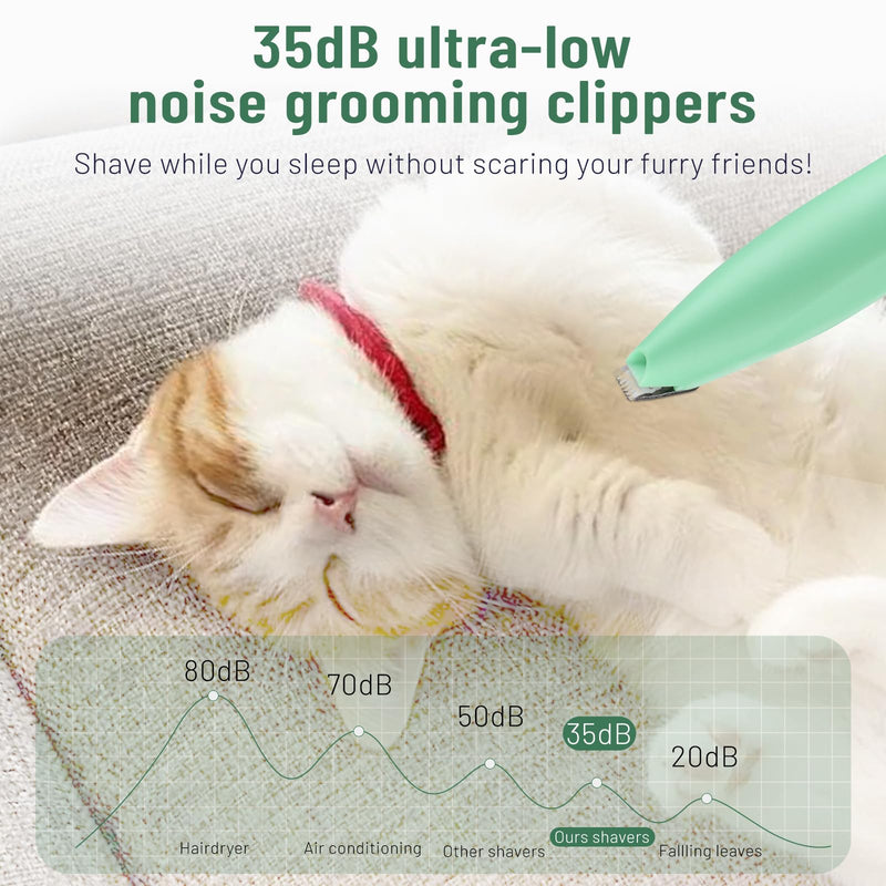 Electric Dog Paw Trimmer with LCD Display, Pet Hair Trimmer for Dogs Paws, Paw Hair Trimmer for Dogs, Pet Micro Precision Trimmer, Cat Paw Pad Trimmer for Grooming, Paw Shavers for Dogs Feet (Green) Green - PawsPlanet Australia