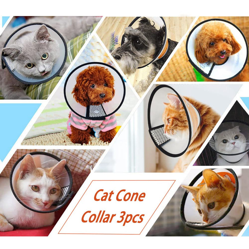 Cat Cone Collar 3PCS Adjustable Protective Collar for Pet Cat,Recovery E-Collar Wound Healing (3PCS) 3PCS- - PawsPlanet Australia