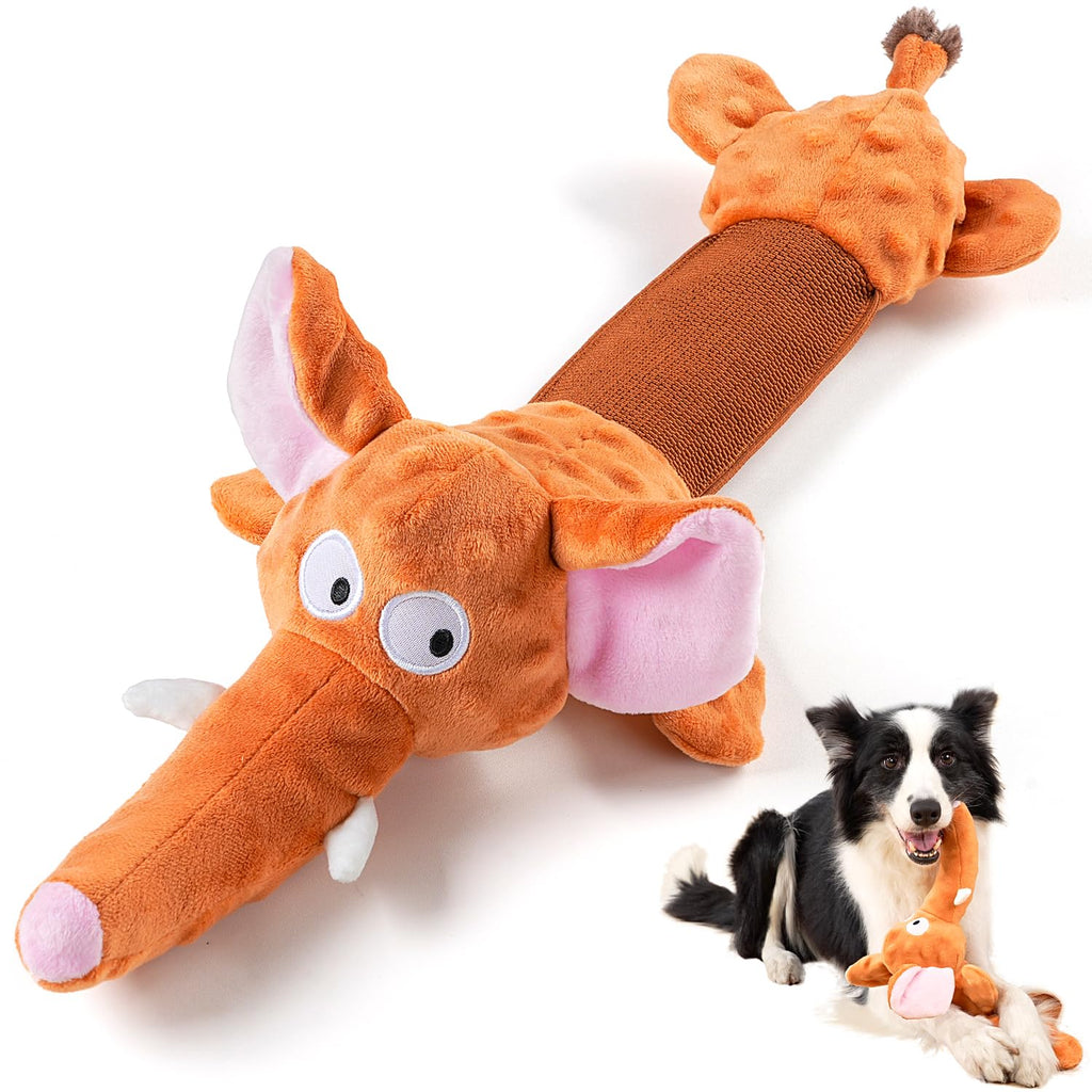 Sedioso Extra Large Dog Toy, Durable Dog Toy for Large Breed, 21.6 Inch Tug of War Dog Interactive Toy, Stuffed Animal Dog Chew Toy with Crinkle Paper for Small, Middle and Big Dogs(Elephant) Brown Elephant - PawsPlanet Australia