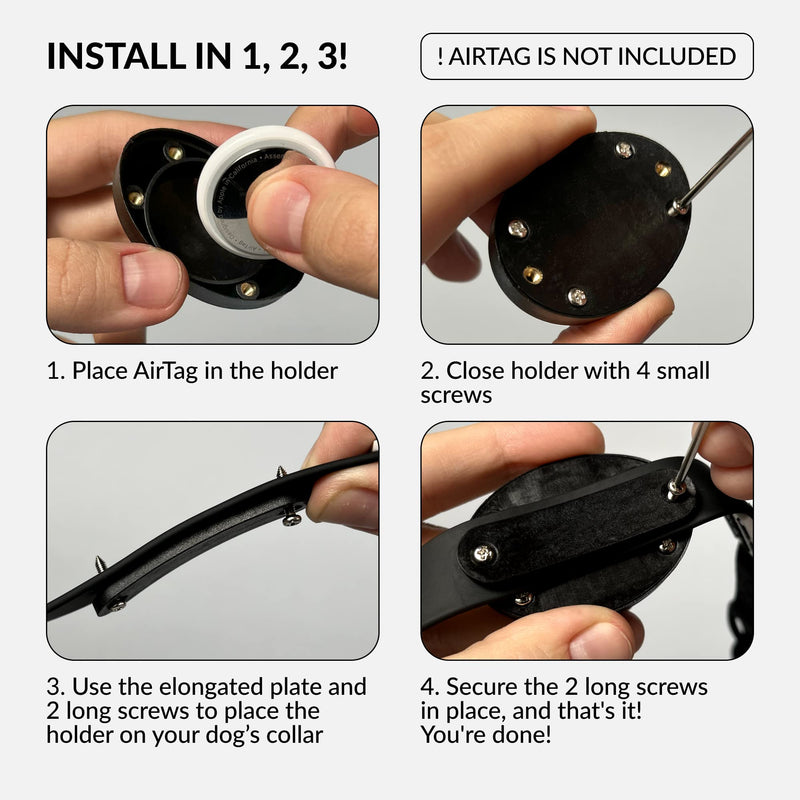 Holder Compatible with Airtag for Dog Collar, 2 Pack – Waterproof and Durable Case That Protects Your Airtag – Fits All Dog and Cat Collars – Airtag Not Included Black - PawsPlanet Australia