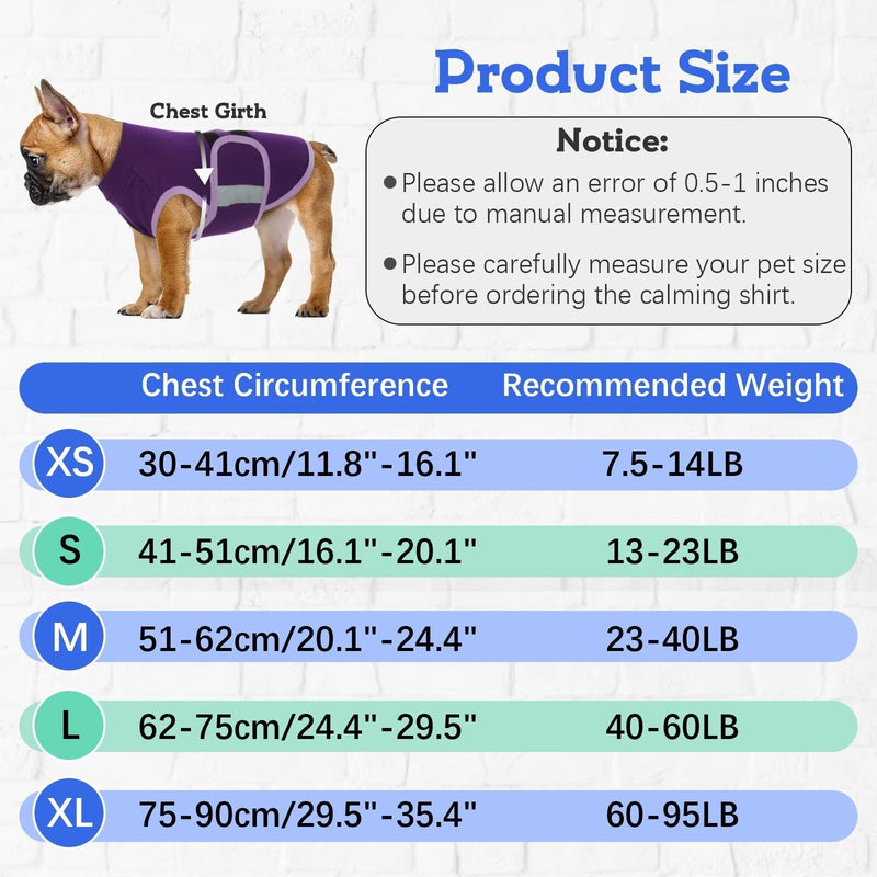 MIGOHI Dog Anxiety Relief Coat,Comfort Anxiety Vest for Dogs,Adjustable Dog Anxiety Calming Wrap for Fireworks,Thunderstorm,Travel, Separation, Dog Anxiety Jacket for Dogs for Small Dogs S Purple - PawsPlanet Australia