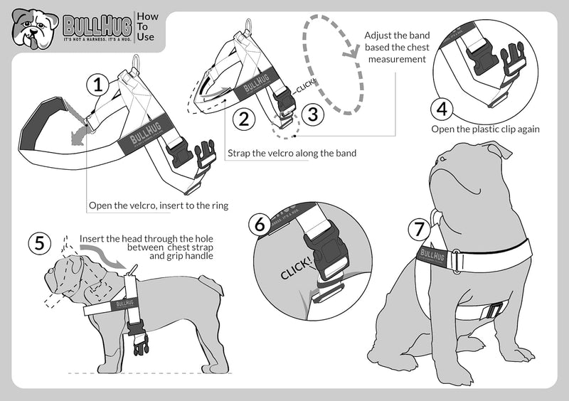 BULLHUG Adjustable Dog Harness– No Pull, No Choke – for English Bulldogs, French Bulldogs, Pugs & Broad-Chested Breeds – Easy, Safe Walks (Black, Medium) BLACK Medium - (Neck: 17" - 20" Chest: 25" - 30") - PawsPlanet Australia