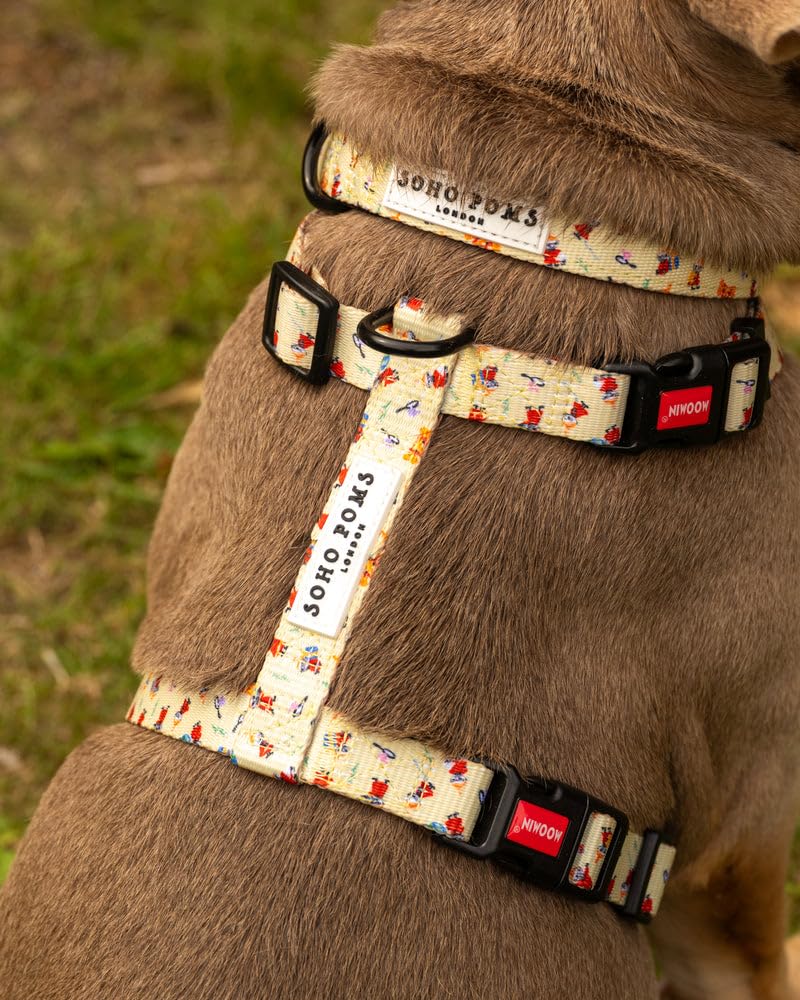 Soho Poms Moomins Medium Dog H Harness | Yellow Sunrise | Adjustable Dog Walking Harness with Locking Clip & Strong Hardware, Secure Comfortable Fit for Medium Dogs & Puppies for Everyday Walks M - PawsPlanet Australia