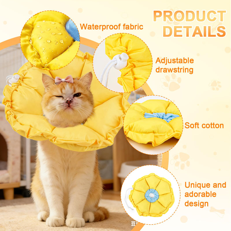 Cat Cone Collar Soft, Adjustable Waterproof Cat Cones to Stop Licking, Lovely Sunflowers, Recovery Collars for Rehabilitation Wound Healing Pet Recoverycollar
