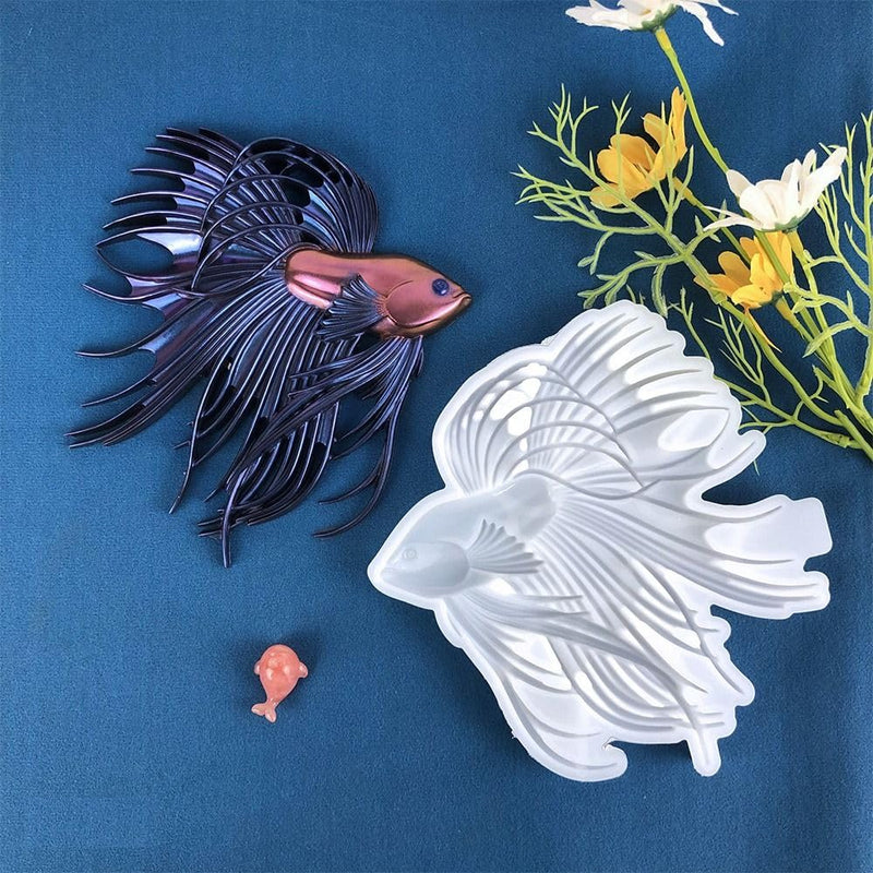 Betta Fish Silicone Resin Molds 3D Unique, Hanging Wall Desktop Decor Large DIY Art Epoxy Mold Aquarium Animal Decoration Office Home Room Cabinets Ornaments Craft (Betta Fish) Betta Fish - PawsPlanet Australia