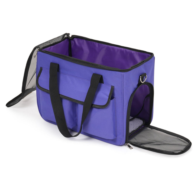 Cat & Dog Carrier for Pets Up to 15 Lbs, Airline Approved Soft-Sided Collapsible Pet Carrier for Cats & Dogs, Cat Carrier with Breathable Mesh, Padded Interior – Ideal for Car Rides, Daily Use(purple) purple - PawsPlanet Australia