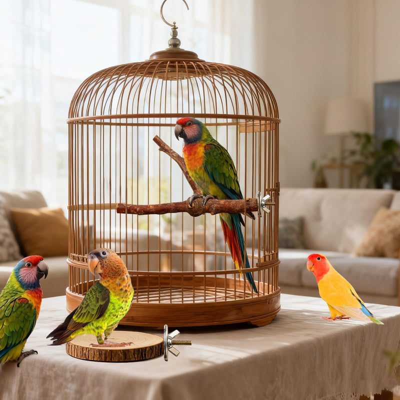 8 Pack Natural Wood Bird Perches, Parrot Perch Stand Bird Cage Accessories for Budgerigar Cockatiels, Conures, Lovebirds M