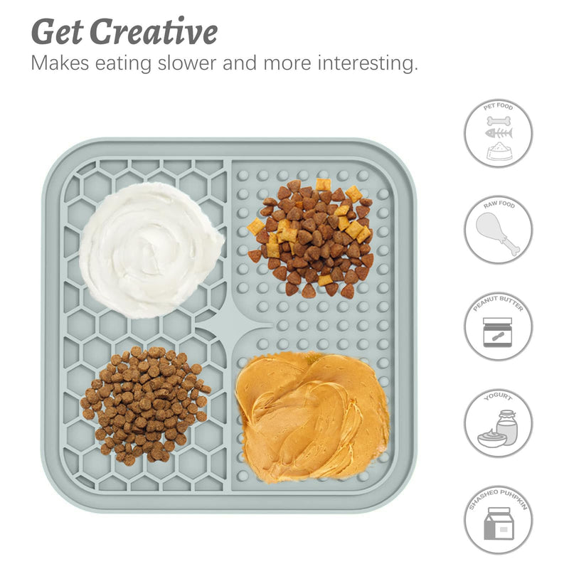 MateeyLife 2PCS Small Lick Mat for Dogs and Cats, Licking Mats for Dog Anxiety Relief, Cat Peanut Butter Lick Pad for Boredom Reducer, Dog Treat Mat Perfect for Bathing Grooming Gray&Beige 6'' × 6'' - PawsPlanet Australia