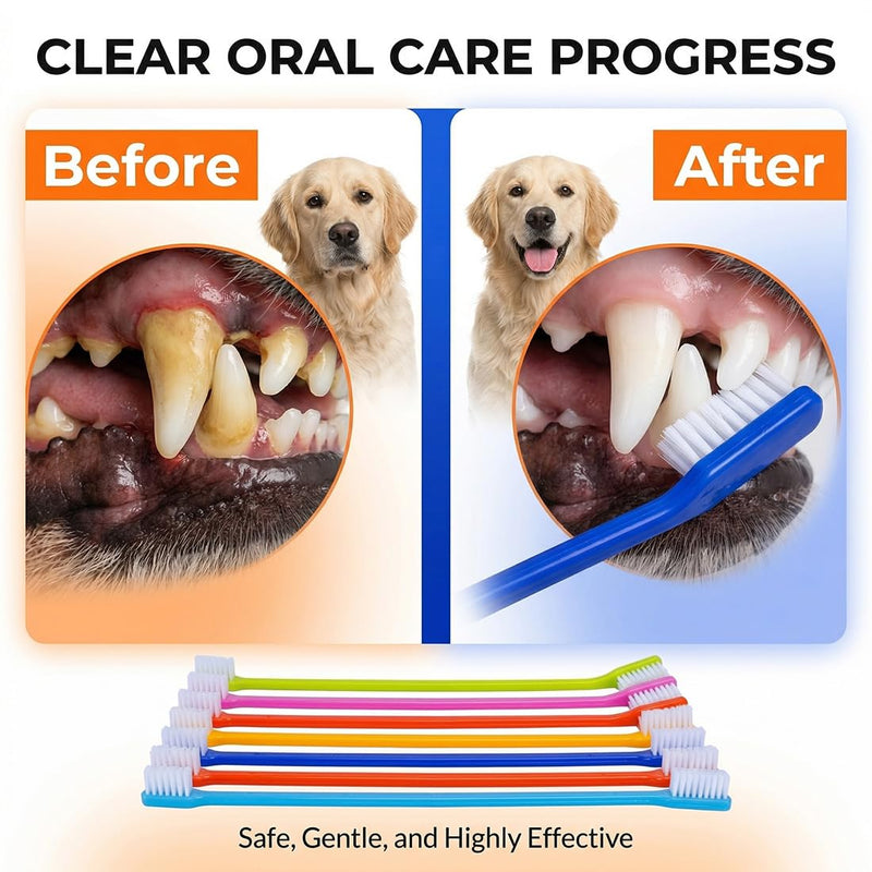 6-Piece Pet Dental Care Set, Cat Toothbrush, Dog Toothbrush for Small Dogs, Gentle Brushes for Cats and Dogs, 22 x 1.8 cm Size, Effective Dental Cleaning for Pets