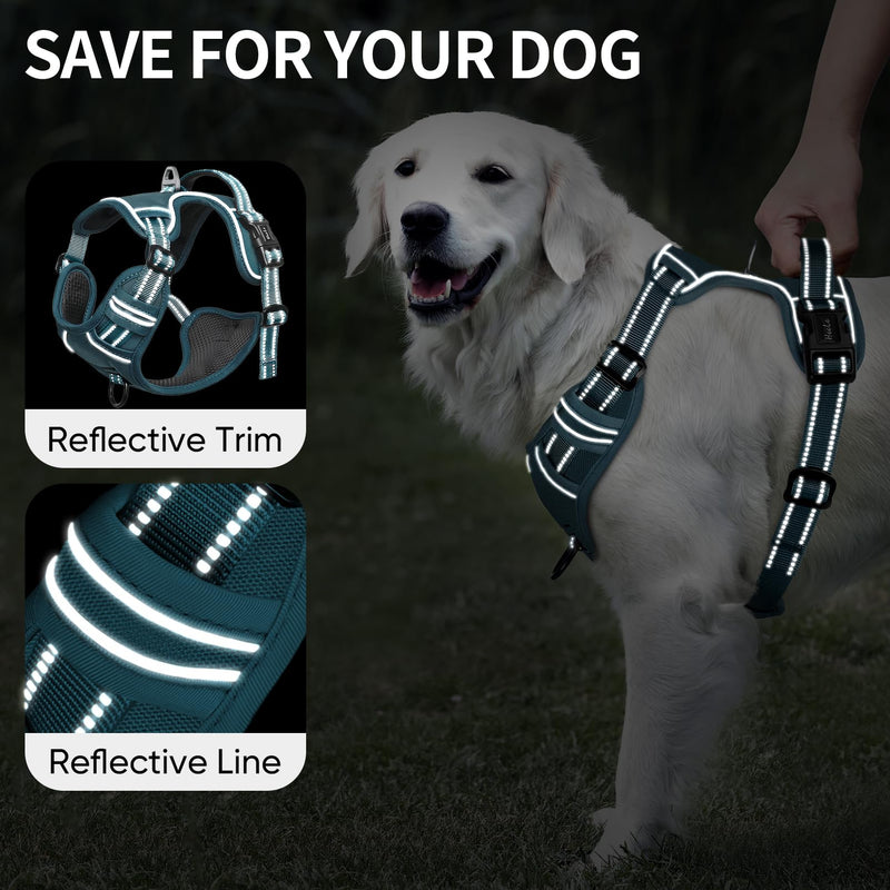 HEELE Dog Harness for Medium Dogs No Pull Dog Vest Harness with Soft Padded Handle Reflective for Outdoor Training, Blackish Green, M - PawsPlanet Australia