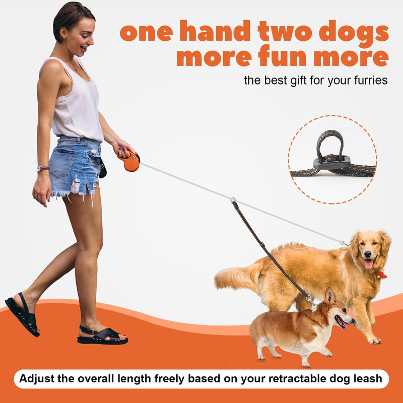The Newest Two Dog Leash No Tangle Attachment【Compatible with All Retractable Leash】, ALL Adjustable Dual Dog Leash for Large Medium Small dog,Best Double Leash for Your Two Dogs - PawsPlanet Australia