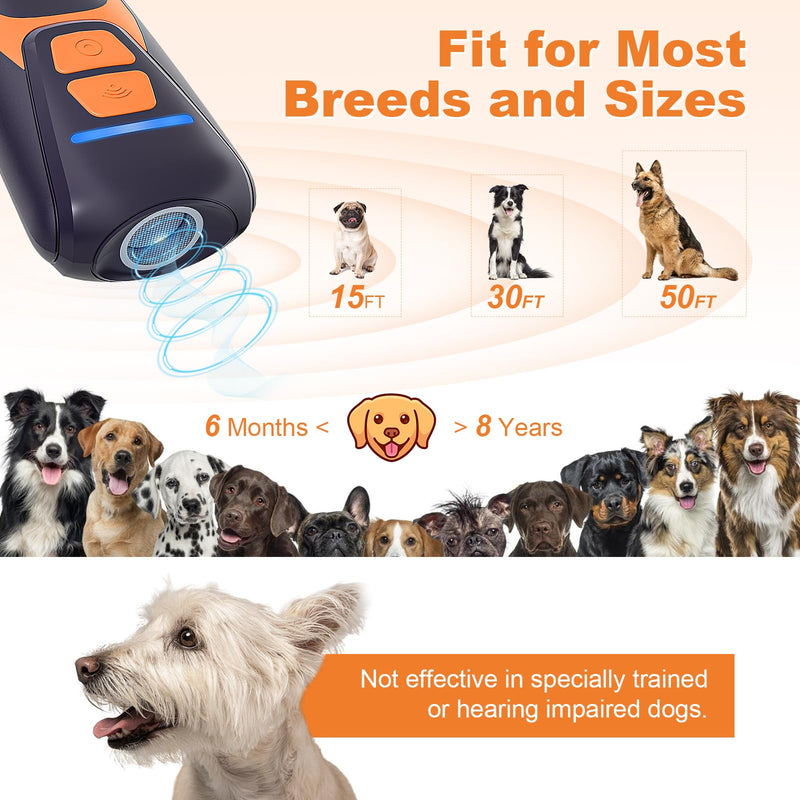 Arien Dog Bark Deterrent Devices, Rechargeable Ultrasonic Anti Barking Device for Dogs, Dog Bark Control Devices 50FT Range Safe for Dogs & Human Portable Indoor Outdoor, Dog Training & Behavior Aids Orange - PawsPlanet Australia