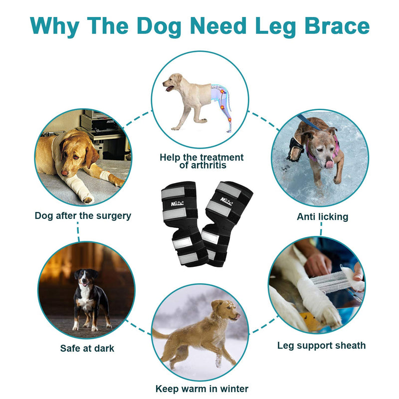 Dog Rear Leg Hock Brace 2 Pack, Joint Brace Used for Sprains, Hind Leg Support for Arthritis, Stability After Injury, Dog Hock (Ankle) Support (S) S