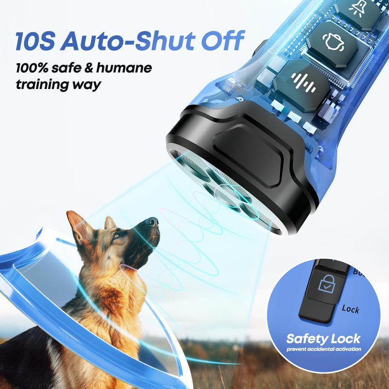 Dog Bark Deterrent Devices - Humane & Effective Training Dog, Stop No More Barking with 3X Ultrasonic Emitters (Blue)