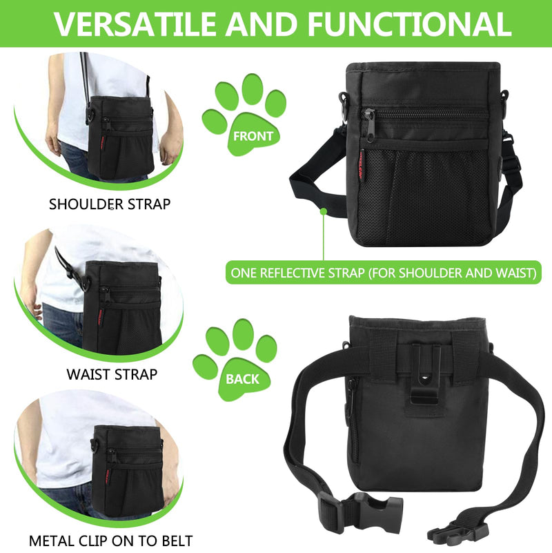 Dog Treat Pouch with Magnetic Closure, Treat Pouches for Pet Training, Large Dog Treat Training Pouch and Dog Clicker, Dog Training Treat Pouch Built-in Poop Bag Dispenser, Hands-Free Snack Black - PawsPlanet Australia