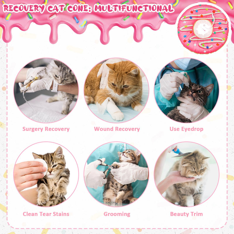 Cat Cone Collar Soft, Cute Cat Donut Collar Adjustable Cat Recovery Collar Comfortable Elizabethan Cones to Stop Licking Anti-Bite Neck Cone for Cats Kittens Small Dogs After Surgery S Pink - PawsPlanet Australia