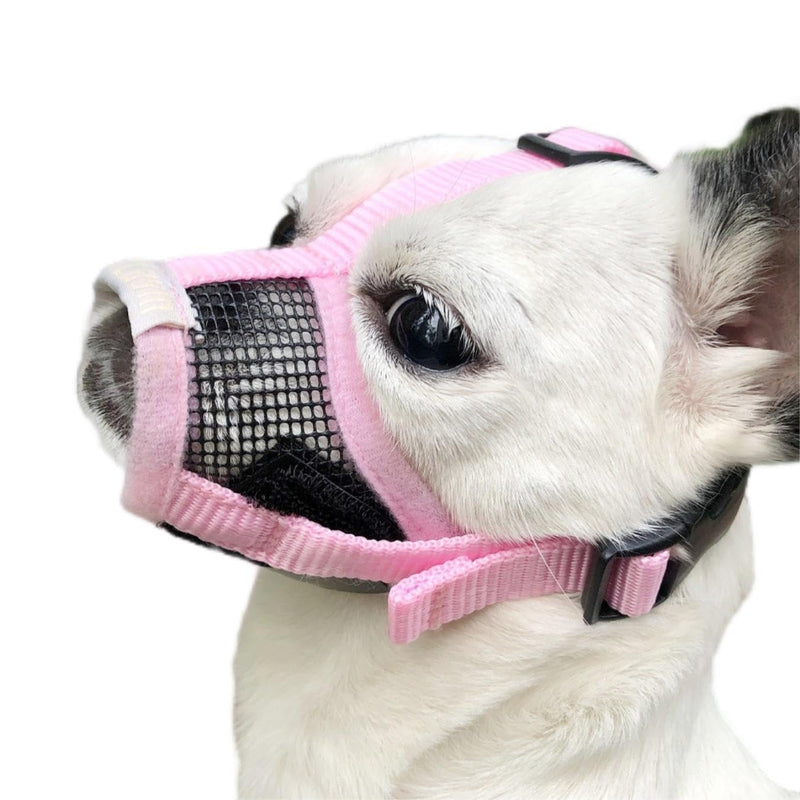 Small Dog Muzzle XS for Grooming Barking Chewing, Barkless Soft Mesh Muzzles to Prevent Eating Poop Things,Best for Aggressive Dogs (Crystal Pink) Breathable Pink