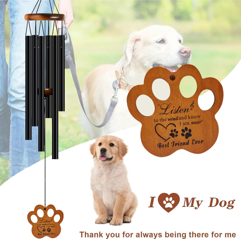 Dog Memorial Gifts for Loss of Dog - Loss of Dog Sympathy Gift, Pet Memorial Gifts for Dogs, Loving Dog Memorial, Dog Bereavement Gift, Pet Loss Gifts Wind Chimes (Black) - PawsPlanet Australia