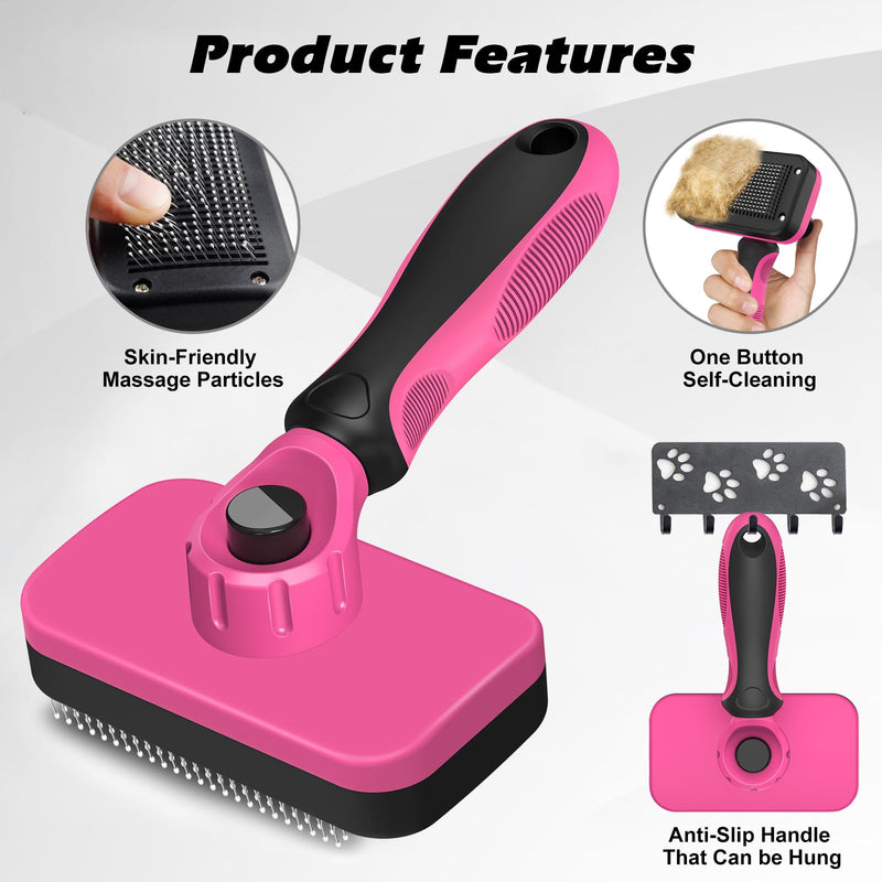 Comotech 3PCS Cat Grooming Supplies,Cat Brush & Nail Clipper/Trimmer & Flea Comb for Shedding Indoor Cats Dogs and Small Animals - Meet All Your Pet's Daily Grooming Needs - All in One Set (Pink) Pink - PawsPlanet Australia