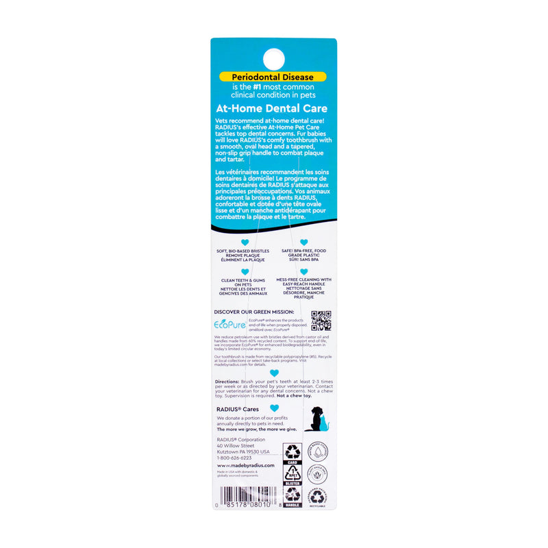 RADIUS Pet Toothbrush, Lush and Plus Soft Bristles, Designed to Clean Teeth and Help Prevent Tartar and Remove Plaque, Pack of 2