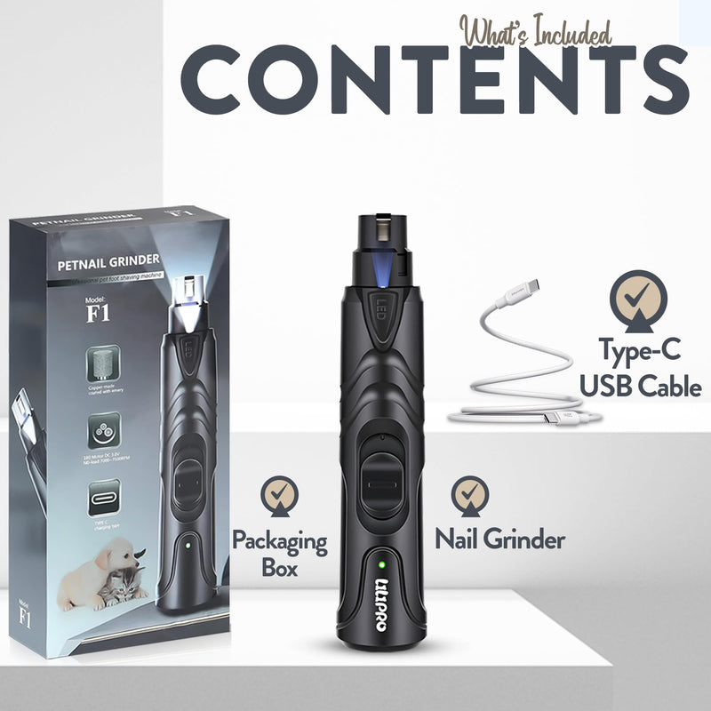 Rechargeable Low Noise Dog Nail Grinder for Stress-Free Grooming and Maintenancepet nail grinder clipper for dogs or cats, pet care, dog nail grinders, pet care, dog claw grinder, cat nail grinder Full Set