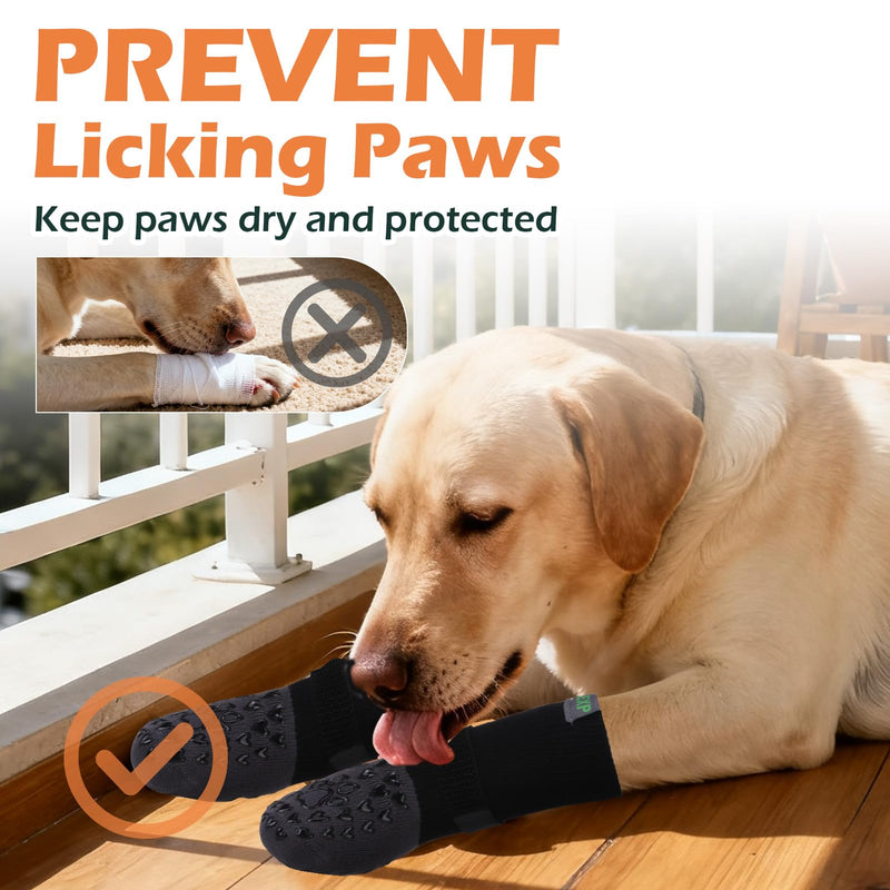 EXPAWLORER Anti Slip Dog Socks to Prevent Licking Paws, Winter Snow Dog Boots & Paw Protectors Booties for Hardwood Floors with Heart Grippers, Dog Shoes for Small Medium Large Senior Dogs Black XS X-Small - PawsPlanet Australia
