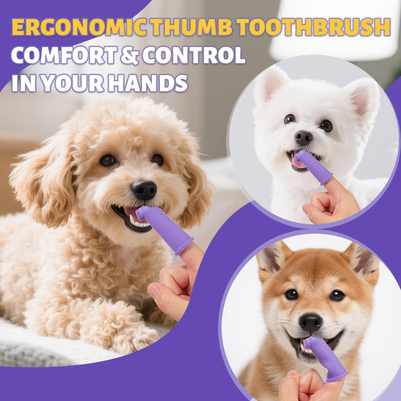 Vet Recommended Small Dog Teeth Brushing Kit 2.52oz + Natural Coconut Oil Dog & Cat Toothpaste for Fresh Breath 3.52oz