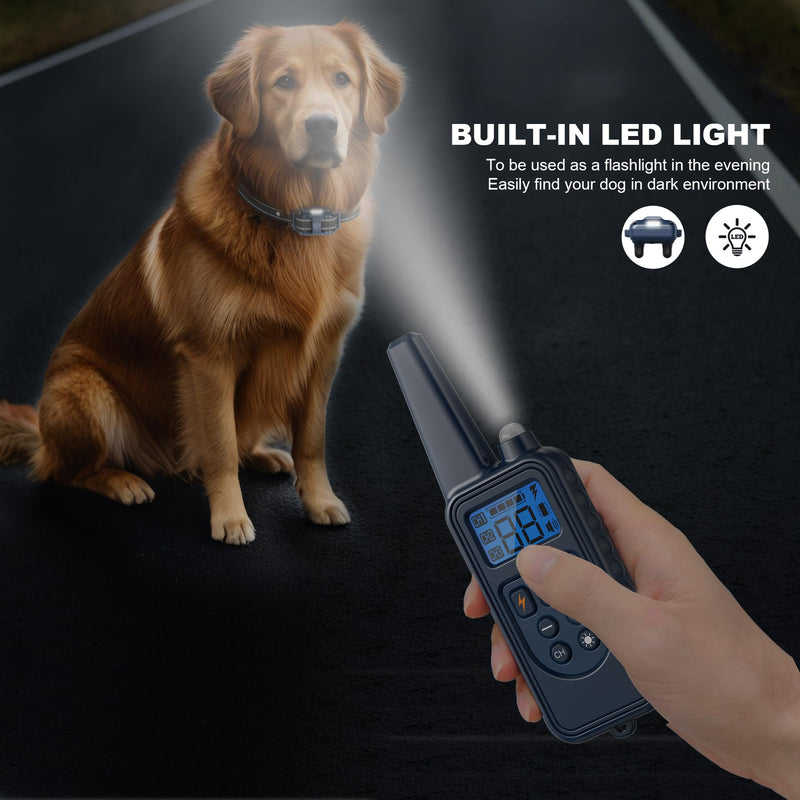 Shock Collar with Remote, Dog Training Collar, 4 Training Modes with Beep, Vibration, Safe Shock, Led Light, 2600 ft Wireless Range, Rechargeable for 3 Dogs, Small Medium Large 5-120Lbs for 3 dogs (D8 Blue) - PawsPlanet Australia