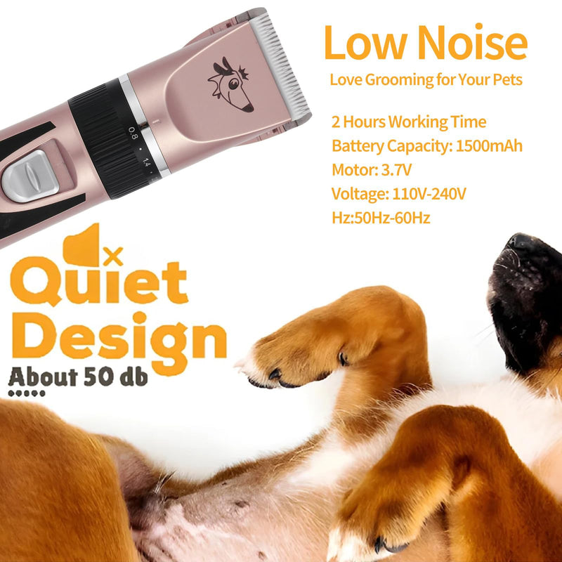 Aovdy Dog Clippers Grooming Kit Dog Shaver Clippers Hair and Paw Electric Cleaning Hair Clippers Set for Dogs Cats Rabbit (Rose Gold, Scissor Set+Foot Shaving Blade) - PawsPlanet Australia