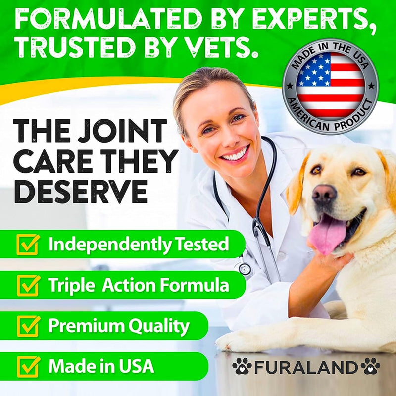 FURALAND Hip & Joint Supplement for Dogs - Glucosamine, Chondroitin, MSM, Hemp Oil - Formulated by Veterinarians - USA Made