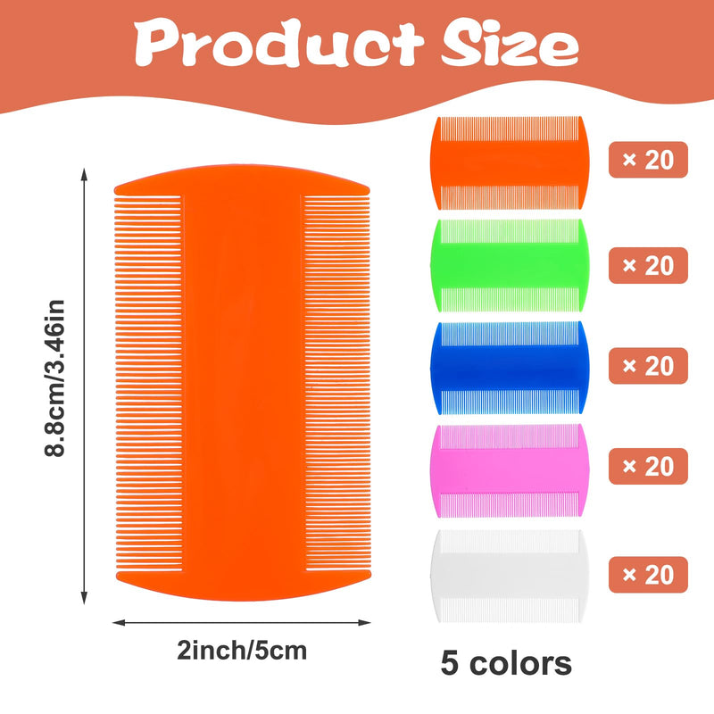 100 Pcs Flea and Tick Grooming Tool - Double Sided Comb for Small Pets, Kittens and Puppies (5 Colors) - PawsPlanet Australia