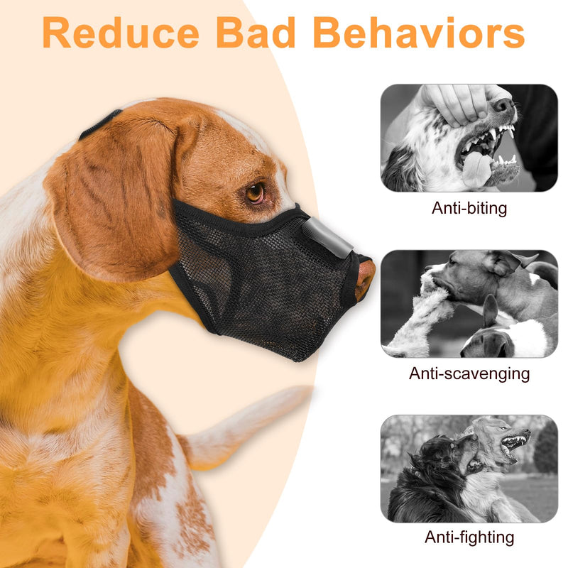 Soft Air Mesh Dog Muzzle for Medium Dogs, Adjustable Breathable Dog Mouth Guard for Medium Dogs Prevents Biting Barking Chewing Front Opening Design Allows Drinking Panting Black M - PawsPlanet Australia