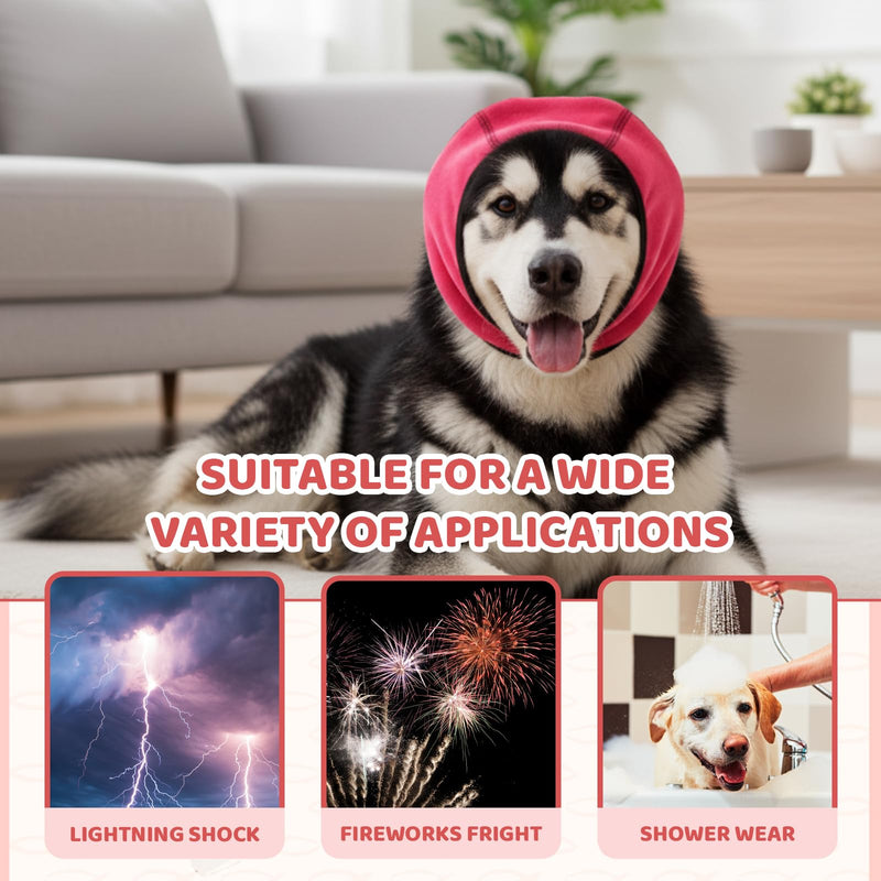 Rose Red Ear Defenders for Dogs, Dog Snood,Defenders, Waterproof Dog Ear Covers, Muffs Noise Protection, Headband, Head Circle 25~38cm,Weight 7.5~17.5 kg (S Size)