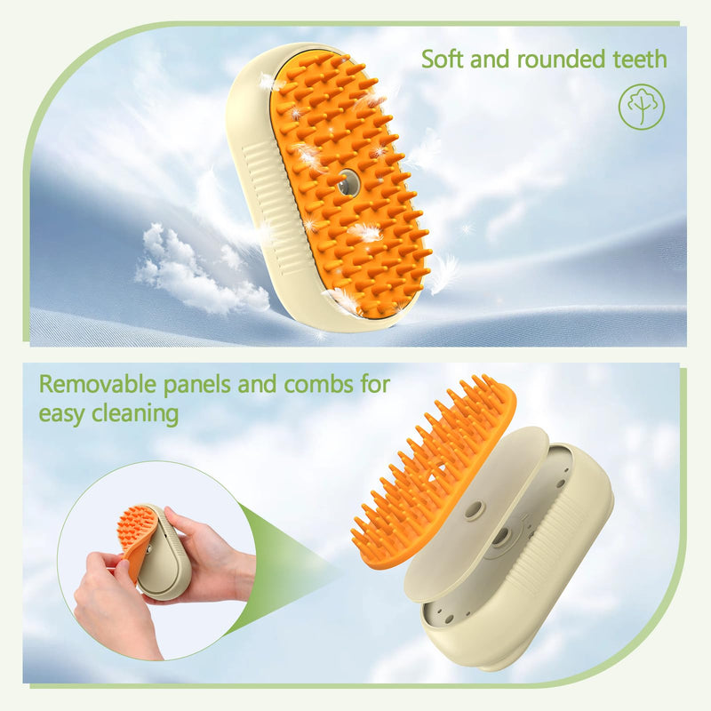 KeeKit 3-in-1 Cat Steam Brush, Self Cleaning Steam Cat Brush with USB Power Interface, 84 Comb Teeth, for Removing Tangled and Loose Hair, Massage Steam Brush for Cats and Dogs - PawsPlanet Australia